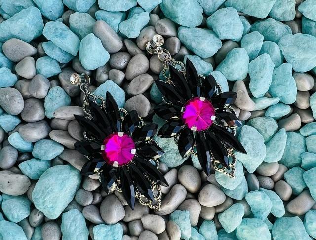 Luxusní crystal - růžovo černé