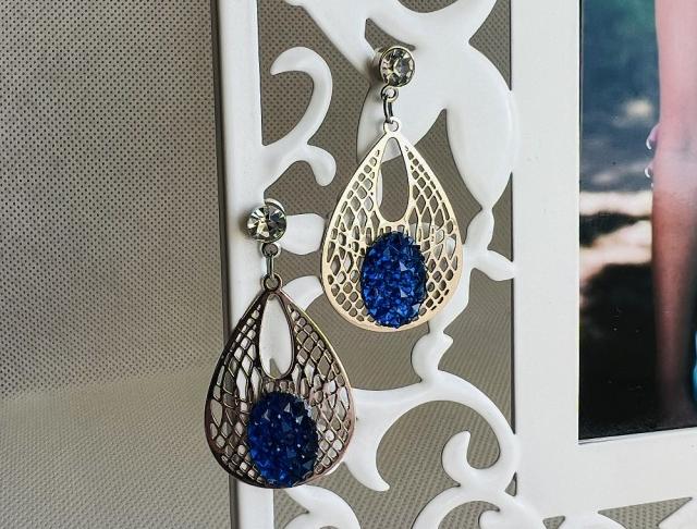 LC jemné - modré kamínky náušnice modrá svatba modré luxusní bižuterie luxus náušničky náušky svatební ples plesové bižuterní crystal bižu kamínek na ples kamínkové luxury svědek crystals 