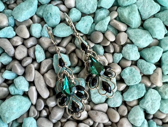 Luxusní crystal - černo zelené