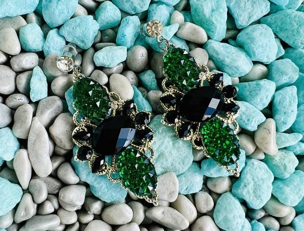 Luxusní crystal - zeleno černé