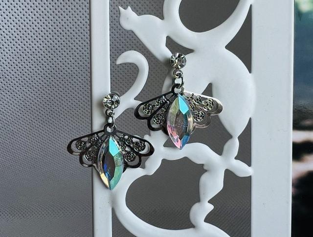 LC jemné - crystal AB vějíře kamínky náušnice svatba luxusní bižuterie luxus náušničky náušky svatební ples plesové bižuterní crystal bižu kamínek crystal ab na ples kamínkové luxury svědek crystals crystalab 