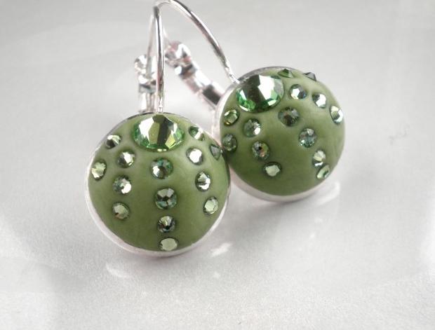 Náušnice s šatony Swarovski náušnice bižuterní kulaté crystal hmota šatony šaton epoxidová clay 