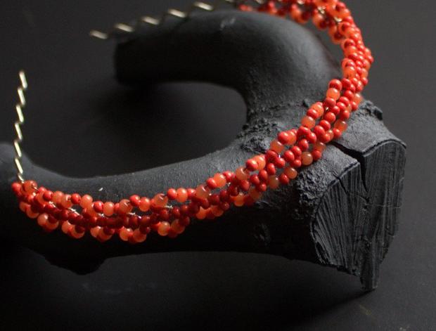 JEŘABINOVÁ korálky čelenka perličky české sklo obroučka tiara czech beads 