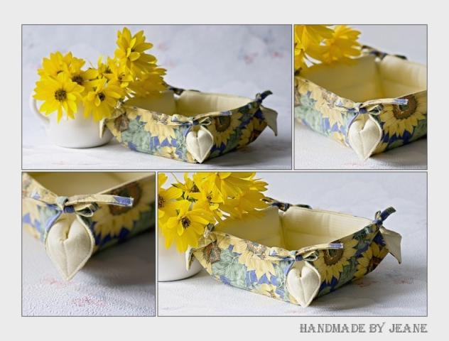 látkový košíček se slunečnicemi