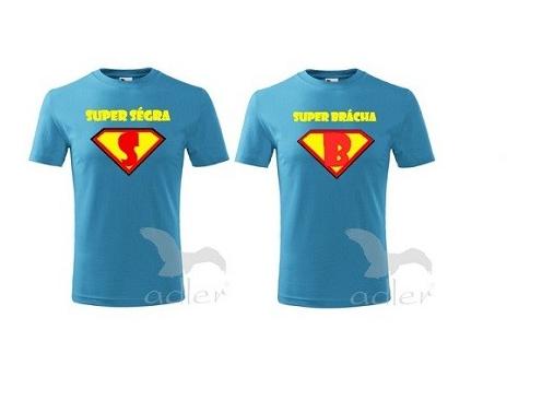 Super sourozenci triko dítě tričko duo pár těhotenské partnerství bříško těhotenství břicho 