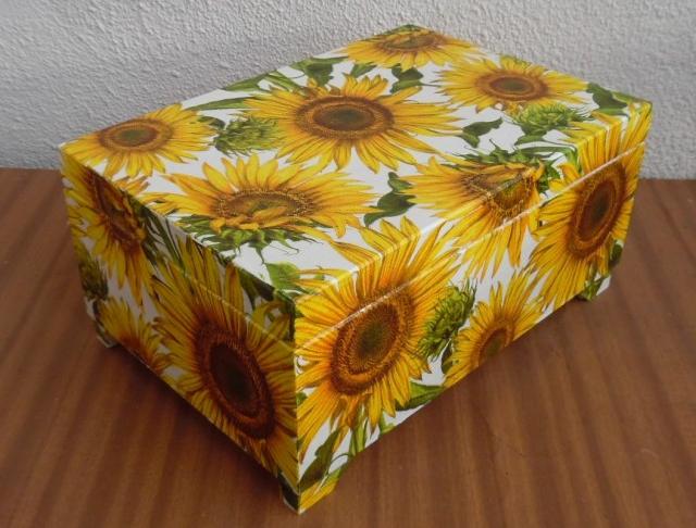 slunečnicová 2kazety dřevo šperky šití slunečnice kazeta decoupage grunterka šperkovnce poklady 2kazety 