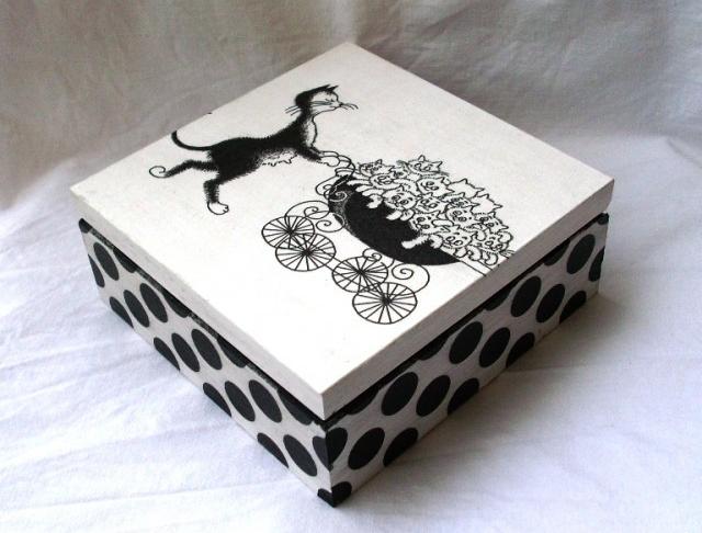 kočičí krabička kočka kocour decoupage kotě grunterka 