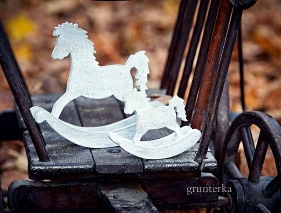 koník houpací velký -šedá patina domov kůň koník interiér decoupage šedá vintage ozdoba patina grunterka houpací 