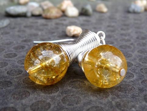 Náušnice - slunečný citrín polodrahokam náušnice elegantní žlutá visací léto originál citrín minerály energie handmade jedinečné čakry harmonie exkluzivní výběrové 