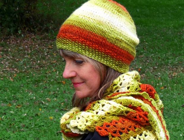 Pletená čepice - barvy podzimu podzim čepice dívčí pletení příroda přírodní jaro extravagantní stromy pletená veselá originál listí čapka handmade nápadná 