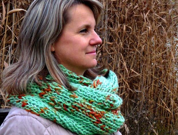 Objemný nákrčník - mentolový zelená zima pletený pletení extravagantní zimní rezavá vlna originál mentolová nákrčník mint mráz vlněný handmade okáč 