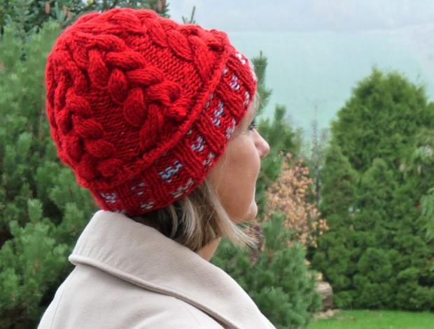 Pletený baret ve sv.hnědé barvě