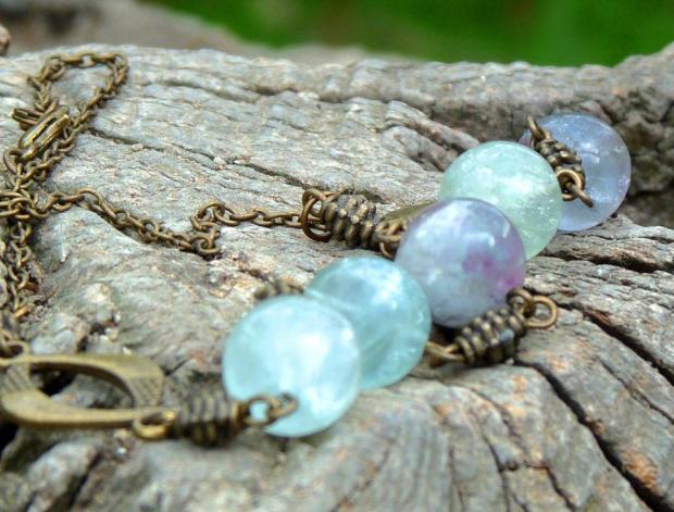 Náhrdelník - kapky vody (fluorit náhrdelník přírodní vintage fluorit krátký minerály handmade exkluzivní řetízkový výběrový kapky vody 