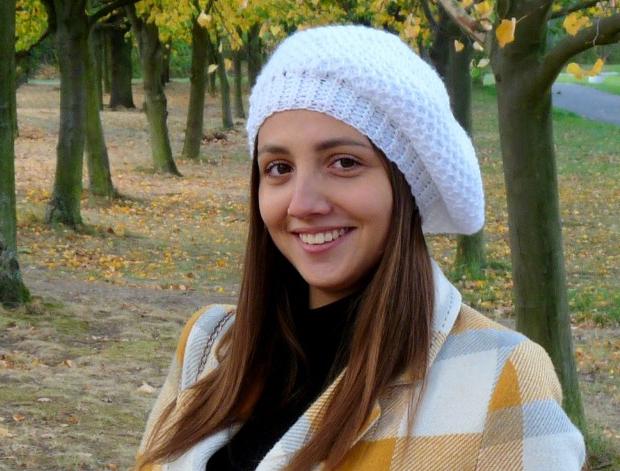 Pletený baret - sněhobílý