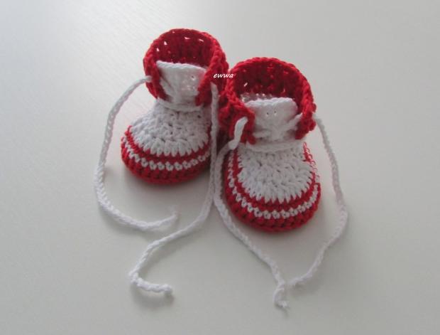 Tenisky červená děti holčička holčičí letní bavlna bílá miminko léto háčkované tenisky botičky handmade capáčky polyester 