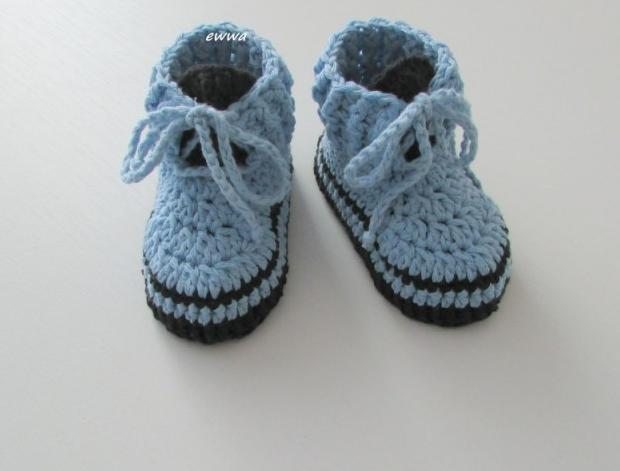 Tenisky děti modrá letní bavlna klučičí černá miminko léto háčkované kluk tenisky světlemodrá botičky unisex handmade capáčky 