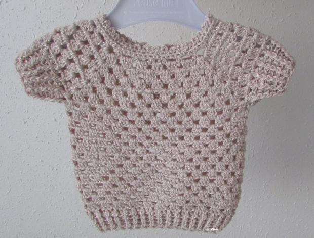 Háčkovaný svetřík, halenka, tričko halenka holčička holčičí letní bavlna přírodní léto háčkované tričko svetřík režná handmade viskoza 