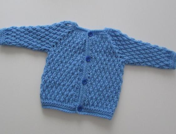 Svetřík děti modrá klučičí svetr háčkované kluk svetřík kabátek celoroční handmade 