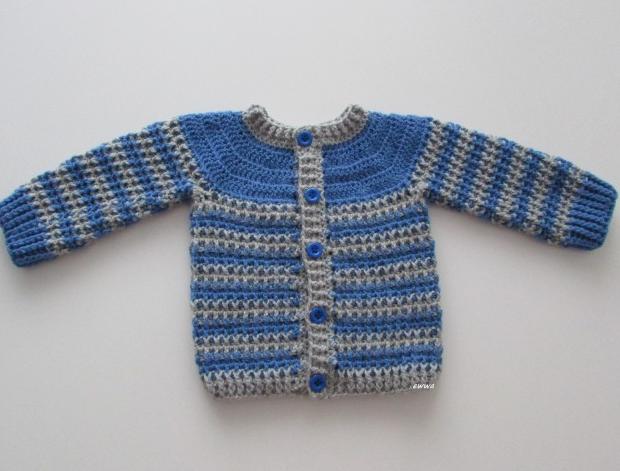 Svetřík děti modrá háčkovaný šedá svetr svetřík handmade 