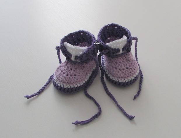 Tenisky děti fialová letní bavlna bílá miminko léto háčkované fialková tenisky botičky handmade capáčky kecky polyester 
