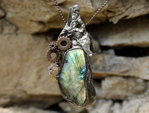 Steampunk Wolf vlk labradorit steampunk 