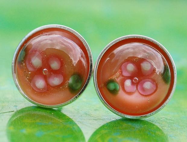 Oranžové kytičky 10 mm klapky 