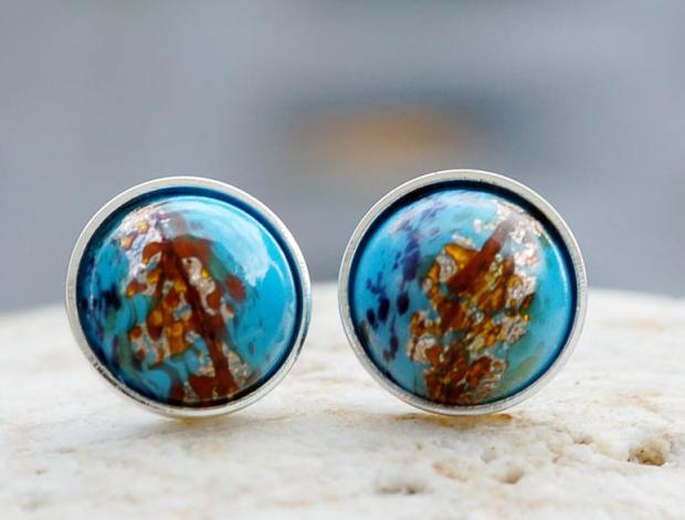 Tyrkysové se zlatem 10 mm klapky 