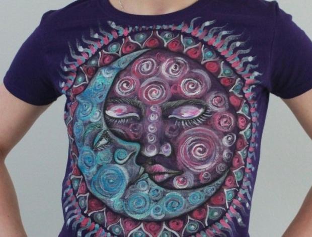 Slunce šlo spát III., vel. S kruh ornament oči měsíček pohádka slunce sluníčko měsíc měsíční sluneční mandala paprsky tvář rty 
