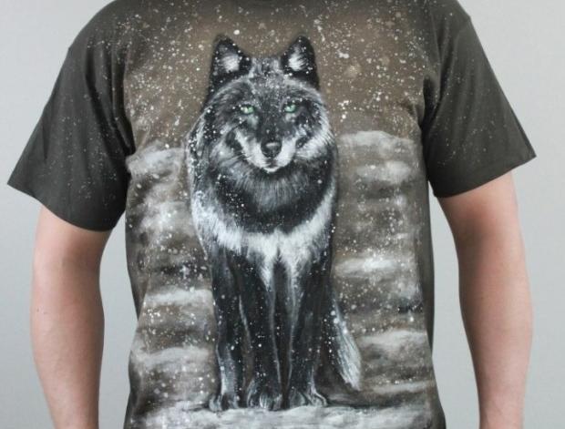 Black wolf, vel. XL zvíře sníh zima pes vlk příroda pohádka tričko vlčí šelma indián indiánské nebezpečí červená karkulka drápy vlkodlak totem pro chlapy do přírody na tramp 