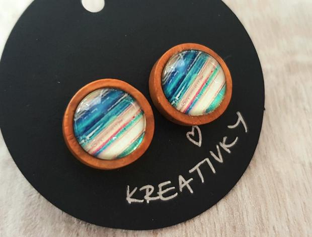 Náušnice pecky v dřevěném lůžku dřevo dřevěné náušnice visací 