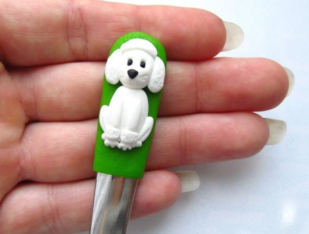 Lžička s pudlem II. zvíře dárek pes pejsek dětské dětská fimo lžíce roztomilý dalmatin dezertní pudlík lžička pudl dog 