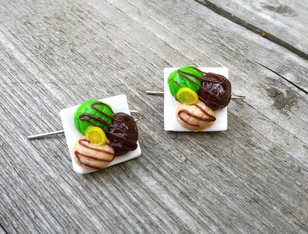 Fimo zmrzlina II dárek náušnice děti pečivo veselé dětské fimo pohár vtipné zmrzlina cukroví zákusek nanuk zmrzka kokino ice cream 