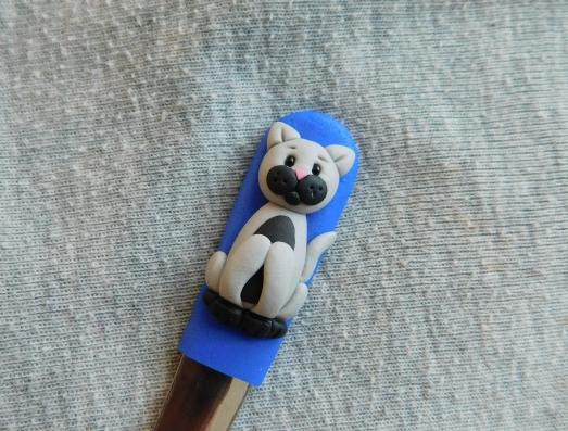 Lžička - kočička III. zvíře kočka kočička dětské kotě dětská fimo lžíce roztomilé dezertní lžička s kočkou číča micka 