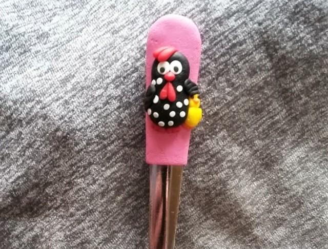 Velikonoční zvíře puntík retro dětské dětská fimo lžíce tečka dezertní lžička polka dots 