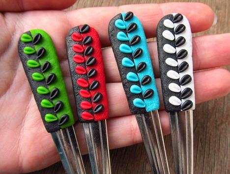 Lžička s ornamenty zvíře puntík retro dětské dětská fimo lžíce tečka dezertní lžička polka dots 
