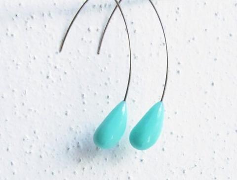 Pár kapek - mentolové náušnice jednoduché elegantní kapky mentol pastelové mentolky pastel mentolové 
