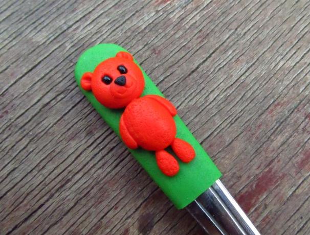 Lžička s medvídkem VIII. zvíře medvídek méďa medvěd dětské dětská fimo lžíce dezertní lžička bear teddy 