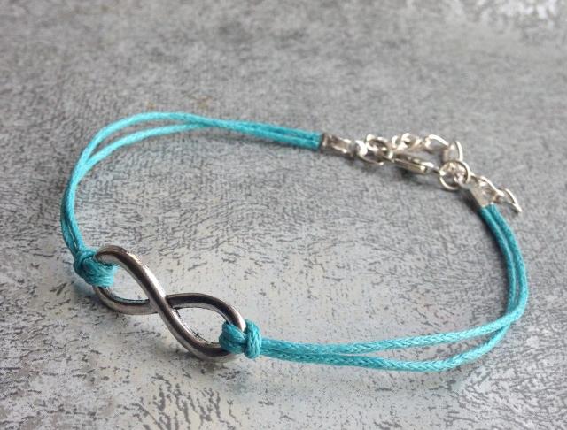 Tyrkysové nekonečno náramek symbol ochránce šňůrka nekonečno infinity kaballah 