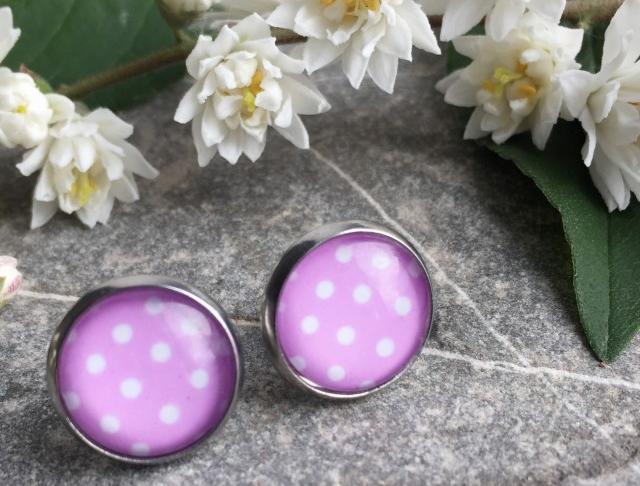 Růžové puntíkaté - S.Steel sklo hravé retro puntíky nerez steel 