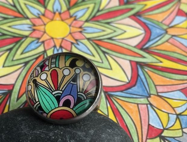 Omalovánky 1 - prsten S.Steel barvy nerez mandala omalovánky steel colors 