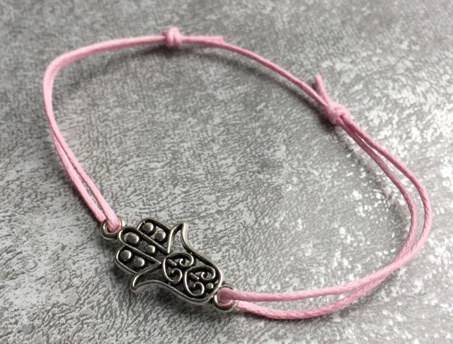 Růžový náramek - Hamsa