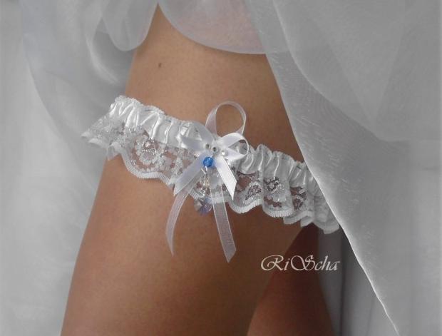 PODVAZEK Swarovski stříbrný dárek bílá svatba bílý svatební dárkový nevěsta wedding podvazek hochzeit svatební šaty 