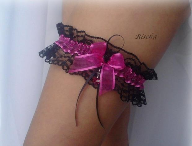 PODVAZEK černo - růžový dárek růžová černá krajka růžový sexy černý krajkový dárkový erotické podvazek erotika erotický 