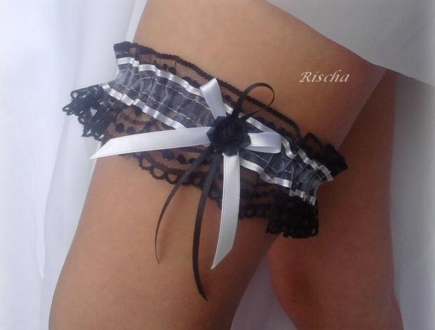 BÍLO ČERNÝ PODVAZEK dárek bílá černá krajka sexy bílý černý krajkový dárkový erotické podvazek erotika erotický 