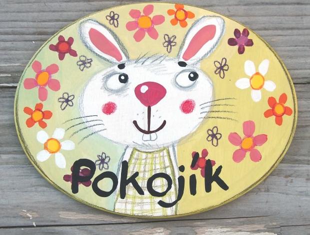 Cedulka na dveře cedulka veselé louka na dveře pokojík originální malba 