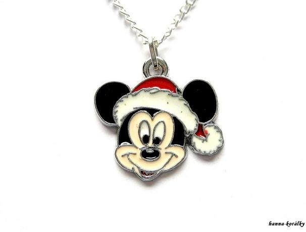 Řetízek Santa Mickey - myšák Miky přívěsek stříbrný dětský myšák řetízek bižuterní pro kluky mickey miky 