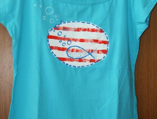 Tričko tyrkysové s rybou
