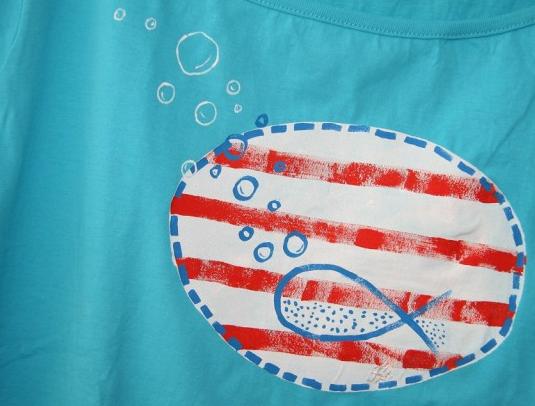 Tričko tyrkysové s rybou