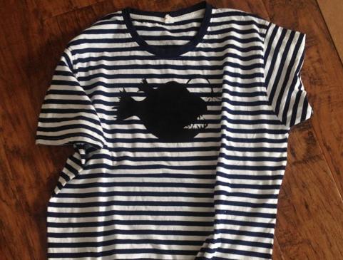 Tričko velkotlamec na prožku modrá bílá triko námořnické tričko proužek pánské velkotlamec 