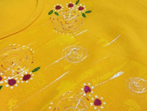 Tričko kvítky na žluté